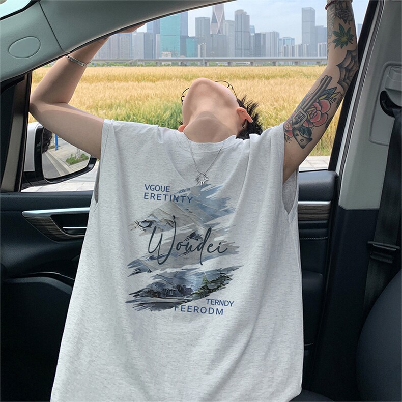 可48小时发货支持抖音得物来样二开240克重磅美式纯棉背心无袖t恤图片
