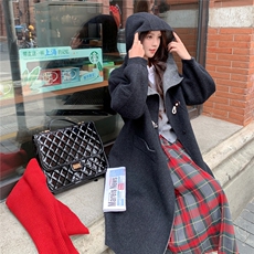 现货长款带帽呢子大衣2C107-99018-P320-K430，女装羊绒大衣，2C107