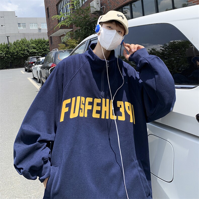 设计感小众半拉链秋季卫衣美式复古Polo领上衣男外套W3688-P37,男装卫衣,星座512-3