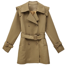 风衣女中长款2025年春秋款气质流行外搭显瘦修身高级感菱格子外套，女装风衣，姿衣坊