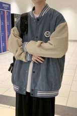 2025春装新款灯芯绒潮流百搭无领棒球服夹克外套D201-DM94-P70，男装夹克，电商D321-1