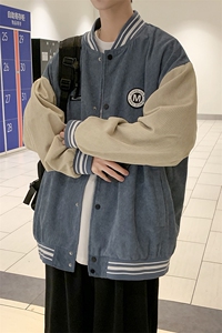 2025春装新款灯芯绒潮流百搭无领棒球服夹克外套D201-DM94-P70图片