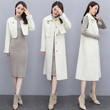 2020冬季新款时尚气质毛呢两件套，女装毛呢外套，曼娅璐