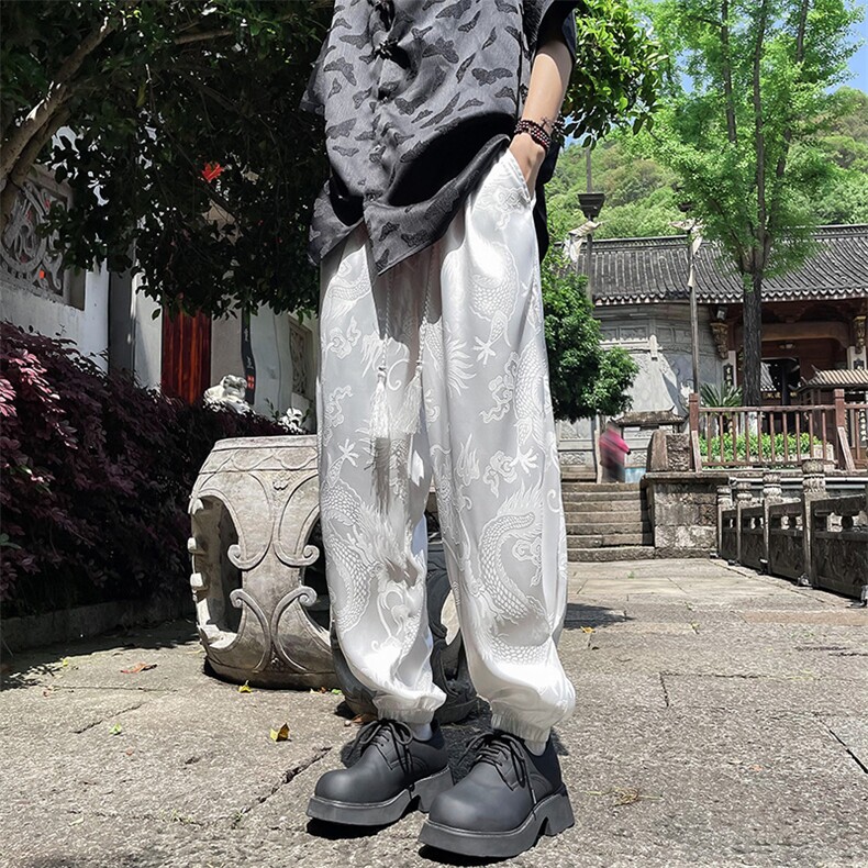 休闲裤风夏季新中式冰丝九分裤男束脚运动裤XZ212-QK9539-P37,女装休闲裤,星座212