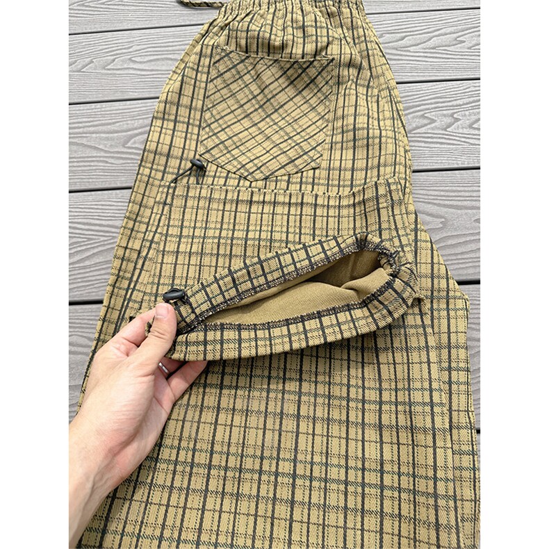 现货【自家图】格纹抽绳阔腿休闲裤-特P50，男装休闲裤，星座617C