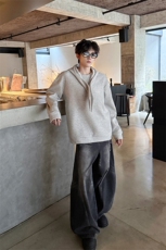 秋冬男士韩系学院风设计自带领带cleanfit长袖卫衣纯色上衣卫衣，男装卫衣，电商B319