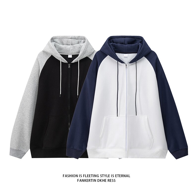 主推M-6XL大码420克重磅华棉秋季连帽拼色开衫卫衣109-W23618-P60,男装卫衣,星座109
