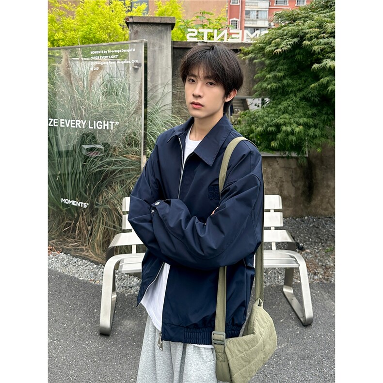 美式复古男女外套新款翻领休闲夹克宽松百搭春秋潮JK6813-P62图片