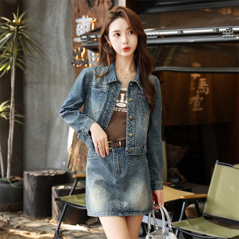 早春牛仔短裙套装女2025新款高端小个子今年流行爆款套装裙两件套,女装套装/套裙,意芙