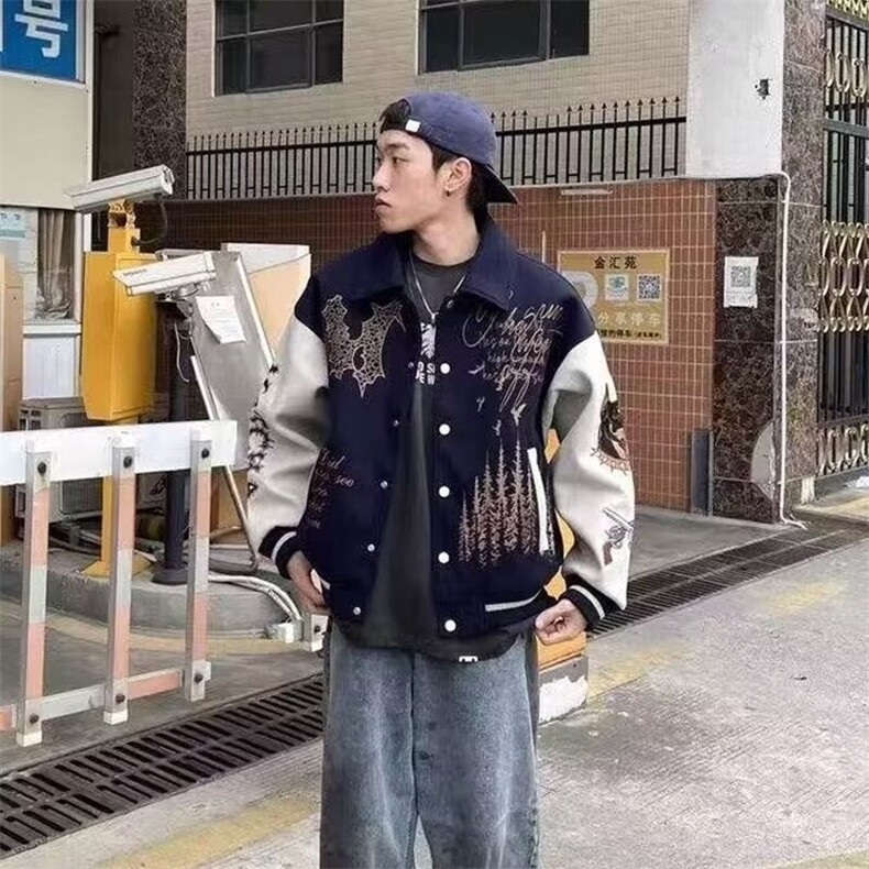 美式棒球服男女2026春秋季潮牌毛巾绣飞行员夹克情侣休闲宽松外套,男装夹克,星座715-4
