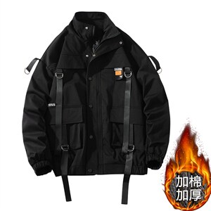 现货7XL-M码立领加棉棉衣男2023冬新款织带加厚外套支持各种活动，男装棉衣，钱塘717(原712)