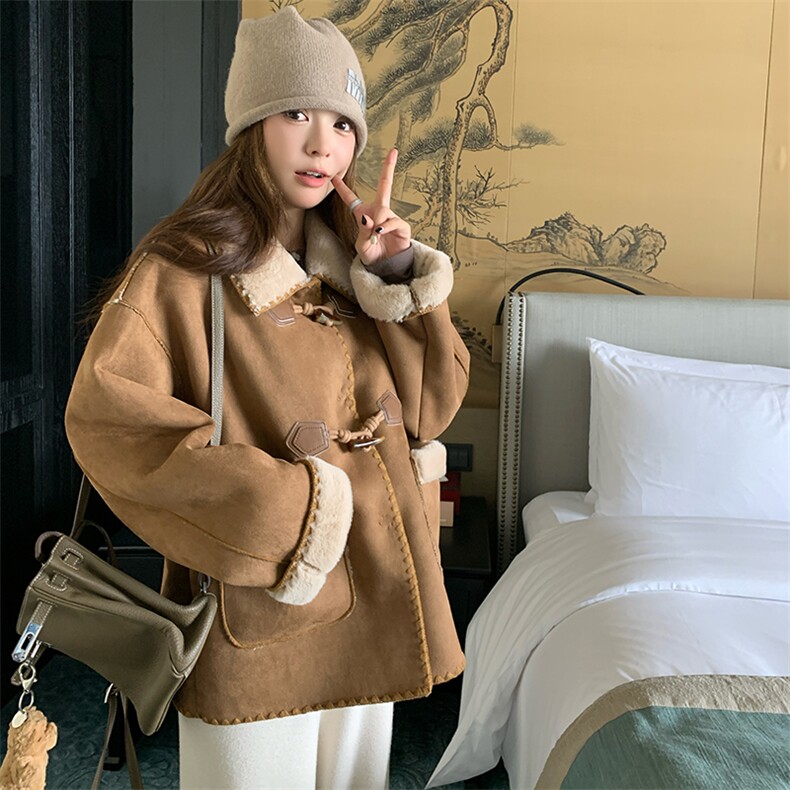 皮毛一体羊羔毛外套女2024现货新款P180K268,女装皮衣,慧峰