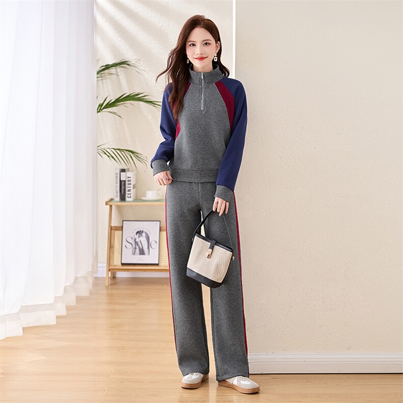高级感休闲运动套装女春秋两件套2025新款洋气减龄撞色穿搭一整套,女装套装/套裙,梦依杭