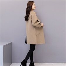 毛呢外套女2022秋季时尚韩版中长款显瘦潮流春秋呢大衣,女装毛呢外套,慧尚依恋