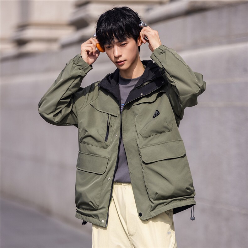 2025新款派克服工装连帽三防外套双面穿休闲夹克F0926-P100控199,男装夹克,电商D215
