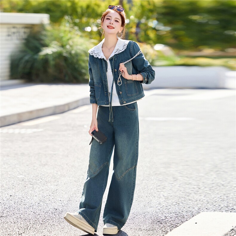 牛仔套装女2025早秋季新款巨好看的chic高级感休闲减龄一整套穿搭,女装套装/套裙,欣品汇