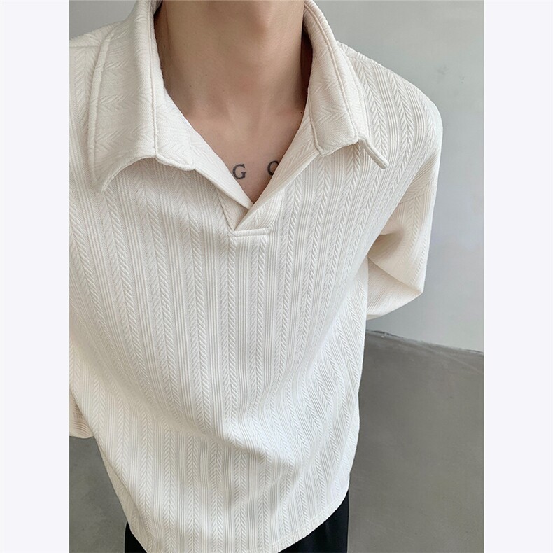 美式老钱风V领POLO衫男麦穗纹cleanfit长袖卫衣外套2025春季P45,男装卫衣,电商C306-1