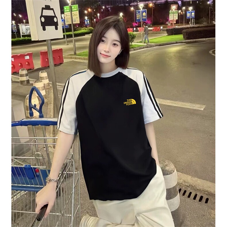 抖音得物品质二开240克宽松纯棉美式潮牌插肩三杠织带短袖T恤图片
