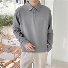 轻熟风宽松阔版华夫格面料男士POLO刺绣上衣PL08/P55特，男装Polo衫，电商A243