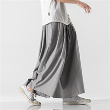 日系大码风棉麻亚麻直筒阔腿裙裤中性情侣汉服休闲K145/P75，男装休闲裤，钱塘713