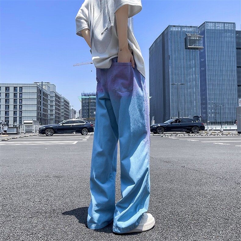 美式街头水洗做旧彩虹牛仔裤男欧美高街vibe风长裤子N818-P53,男装牛仔裤,星座308B-2