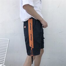 夏季港风休闲裤短裤男黑色潮流直筒五分裤D/，男装休闲裤，电商D202