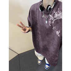 得物抖音直播高品质麂皮绒风印花宽松短袖djp295-特批23控39，男装T恤，星座605(原A050)