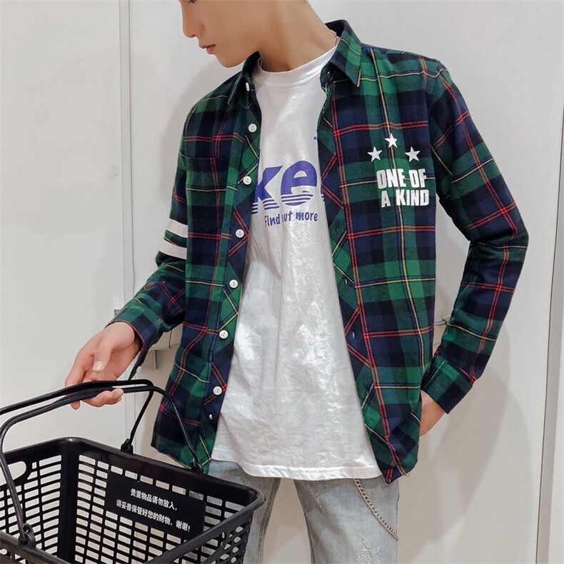 情侣装潮牌长袖格子休闲衬衫228-CS67-P45,男装衬衫,星座228