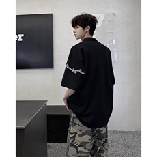8XL-M新中式刺绣图腾短袖polo衫大码翻领T恤半袖保罗衫DX1212/P45，男装Polo衫，电商B238