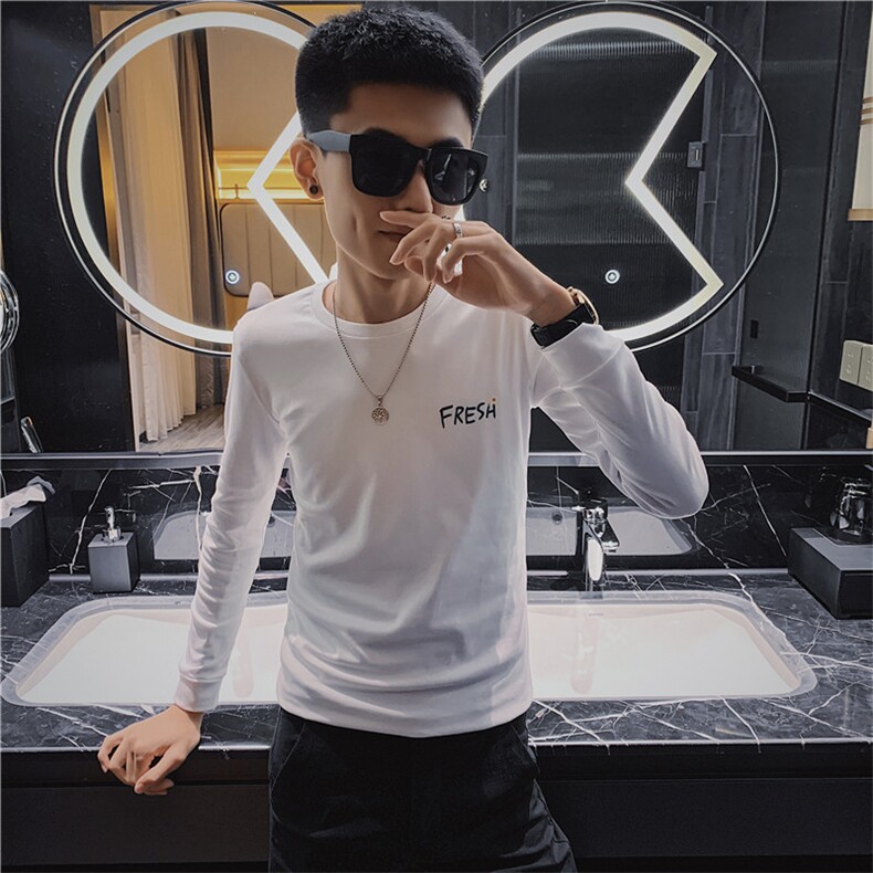 5秋季长袖修身T恤印花社会精神小伙韩版潮男打底衫C301B-CT13图片