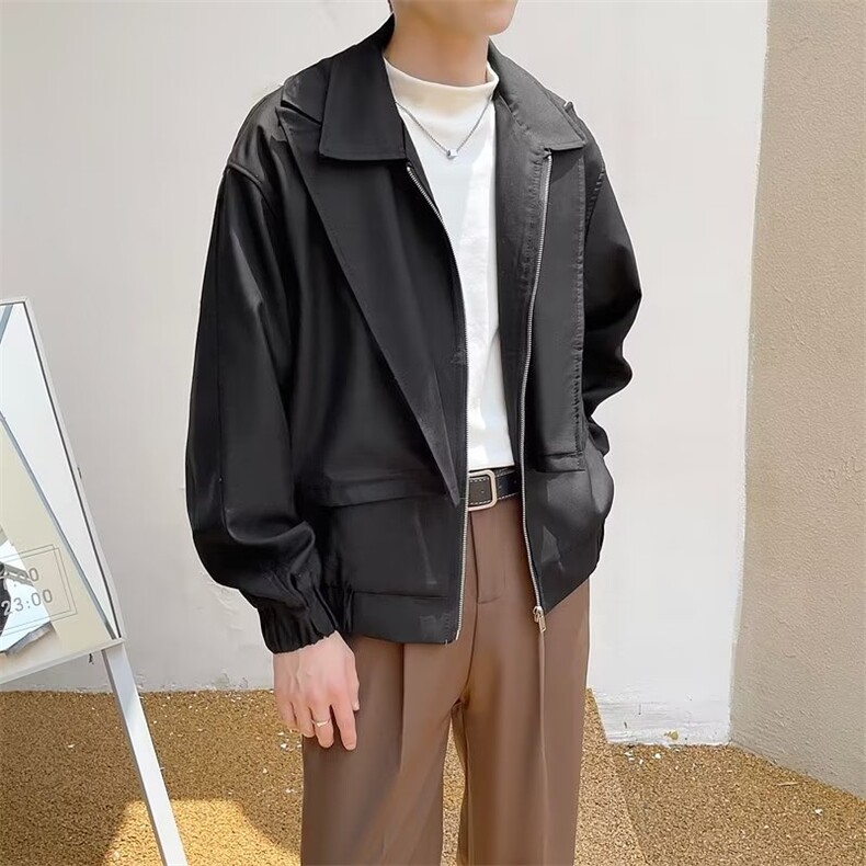 秋冬设计感男装轻熟风双层短款卡其色男士夹克外套潮流MA17-P63,男装夹克,星座1109-3