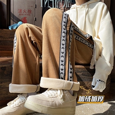 灯芯绒裤子男冬季加绒运动直筒潮牌垂感休闲裤K5408-P65控78，男装休闲裤，电商B315