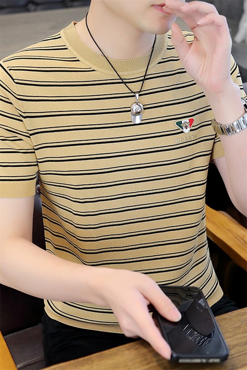 7936-P55夏季休闲时尚短袖毛衣男打底衫欧货T恤潮牌针织衫,男装T恤,电商D310B-1