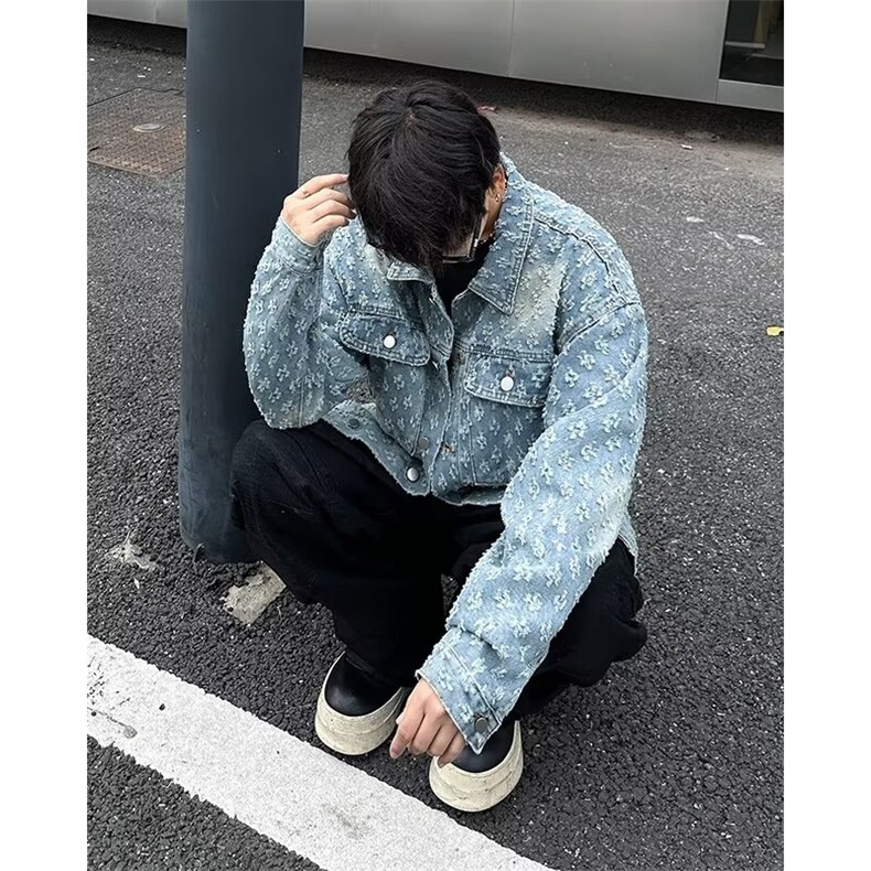 港风青少年春秋季潮流翻领夹克做旧男士新款QB24P80,男装夹克,星座1116-2