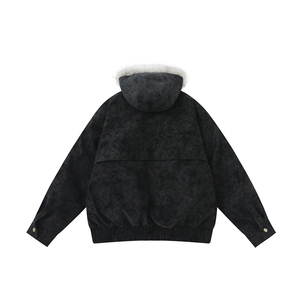 手塞棉）雾面皮衣男冬季飞机扣加厚连帽棉服AMF003-P130-控249图片