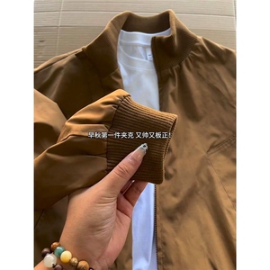 美式复古工装夹克男痞帅立领休闲上衣服潮牌飞行员外套L71088-P55图片