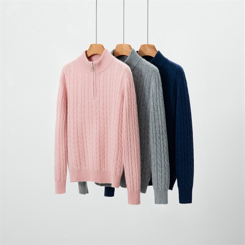 2025年秋季时尚百搭通勤简约休闲加厚半开，女装羊绒衫，绒歆坊