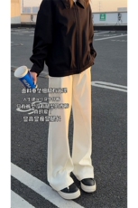 休闲西裤男秋季高街痞帅直筒弯刀裤cleanfit垂坠高级感褶皱拖地裤，男装休闲裤，电商A102