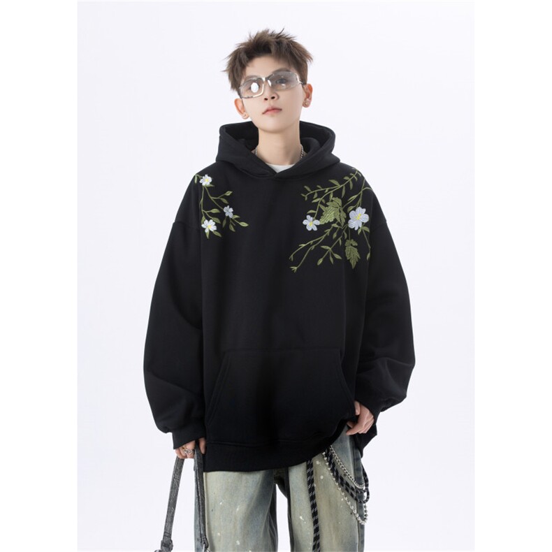 706-LY1234-P68现货秋季花卉刺绣连帽卫衣情侣宽松休闲外套,女装短外套,星座706