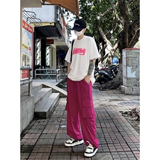 B221美式ins街头hiphop宽松休闲薄款冰丝工装裤LK23124-P60控78，男装休闲裤，电商B221