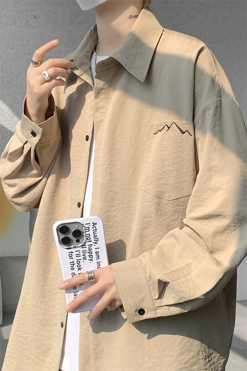 CS1121-特批28控58秋季新款冰丝面料长袖衬衫防晒透气衬衫,男装防晒衣,电商A059