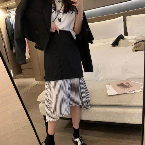 7972条纹拼接半裙，女装半身裙，XTZ style