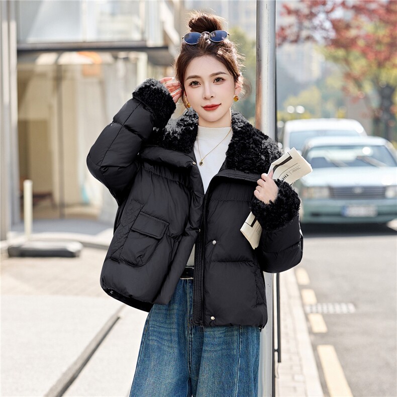羽绒服女2026冬季新款时尚小个子短款气质今年流行曝款大翻领外套,女装羽绒服,意芙