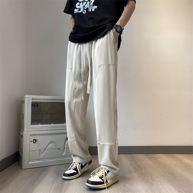 夏季新款直筒垂感拖地裤男士日系潮牌运动休闲长裤K6990-P37,男装休闲裤,星座512-4