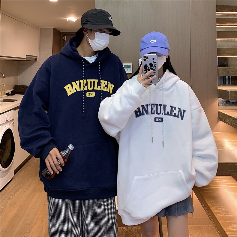 抖音品质情侣装秋冬装简约风加厚连帽套头加绒卫衣G1027P68男,男装卫衣,电商A339