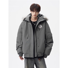 潮牌连帽毛领派克冬棉服男高搭情侣棉衣美式宽松外套TT2509P106，男装棉衣，星座1013-5