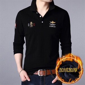 纯棉长袖t恤男秋冬季中年男士打底polo衫爸爸装上衣HPNT5228-P90图片