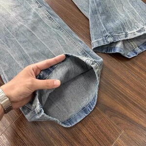 网图「加绒」闪电纹牛仔男美式高街cleanfit裤子NZKA453-特P57图片