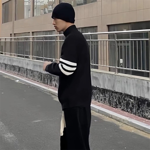 重磅秋冬北极绒开衫毛衣美式复古休闲慵懒风男女立领针织衫外套图片