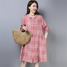 连衣裙百搭时尚修身彩色2021年春季格子甜美，女装连衣裙，小林双子